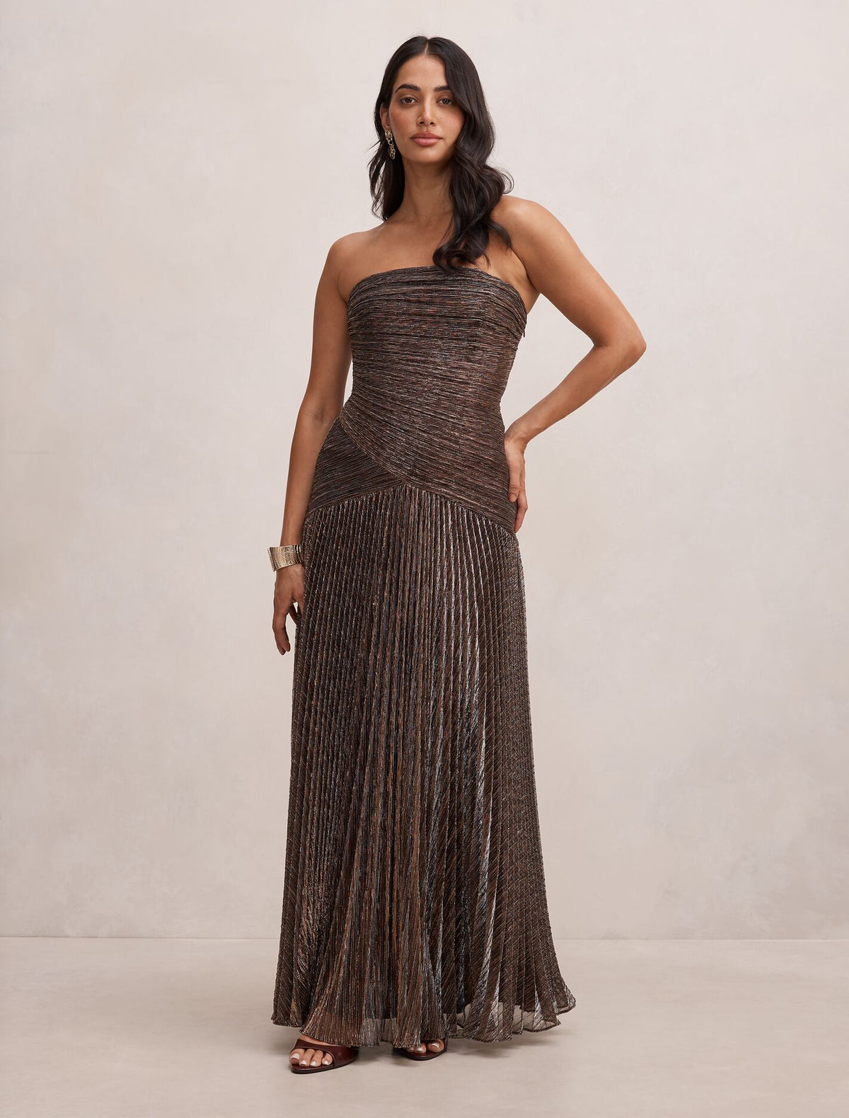 Sofia Strapless Plisse Maxi Dress