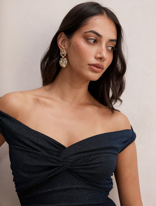 Arden Off Shoulder Glitter Maxi Dress