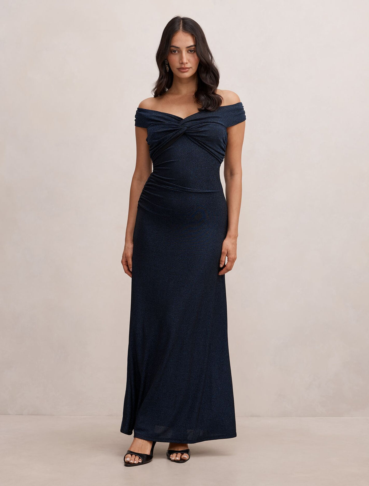 Arden Off Shoulder Glitter Maxi Dress