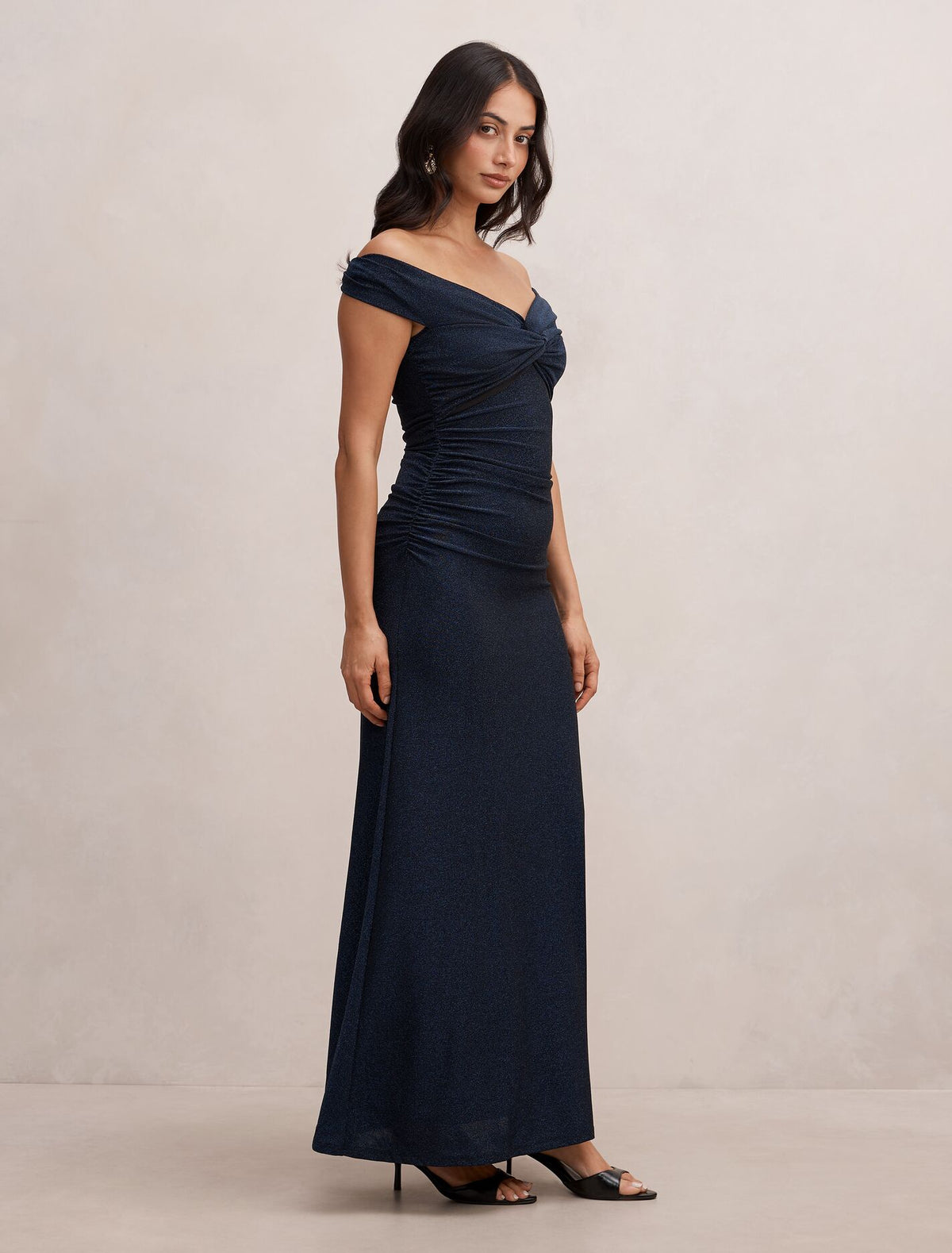 Arden Off Shoulder Glitter Maxi Dress