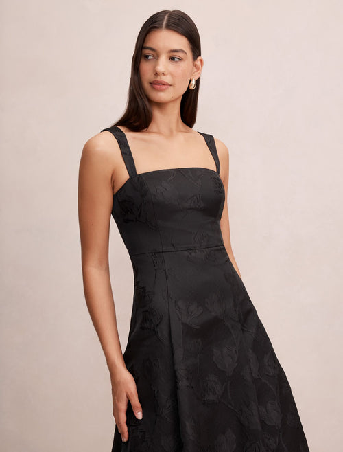 Willow Strappy Jacquard Midi Dress