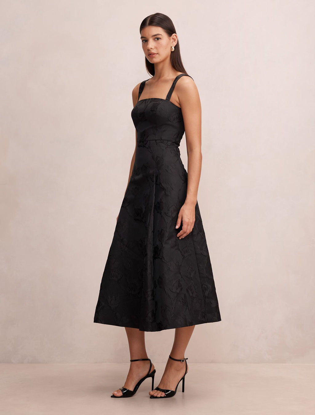Willow Strappy Jacquard Midi Dress