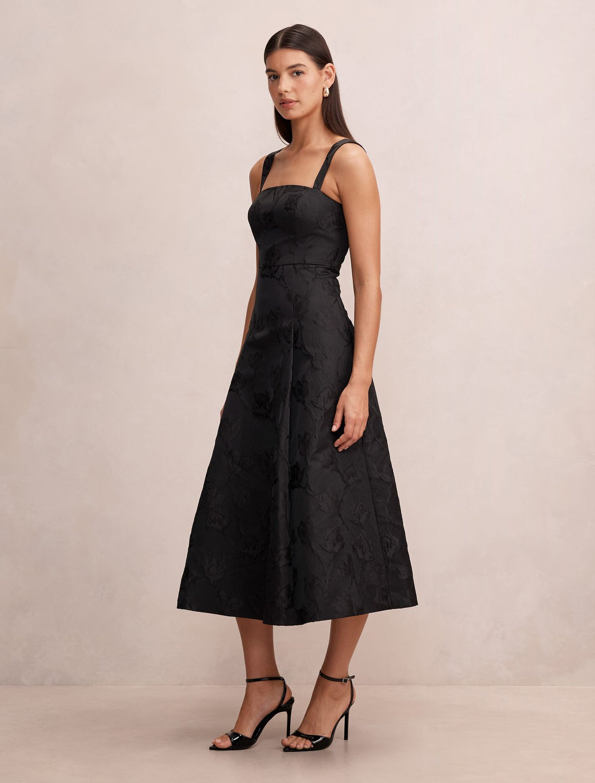 Willow Strappy Jacquard Midi Dress