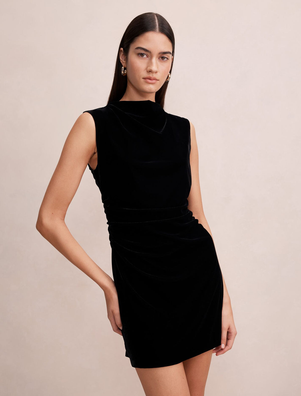 Iris High Neck Velvet Mini Dress