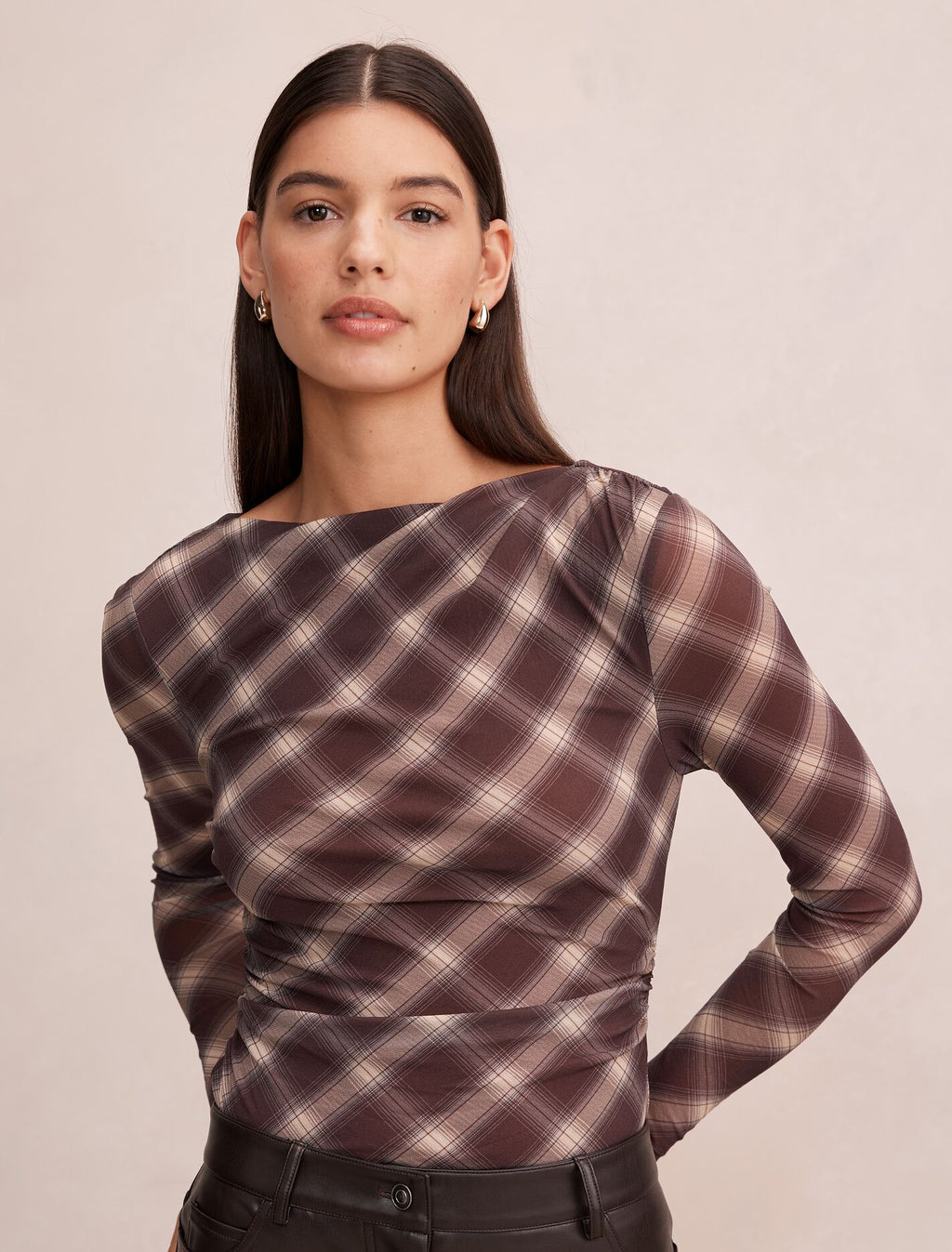 Allegra Check Long Sleeve Top