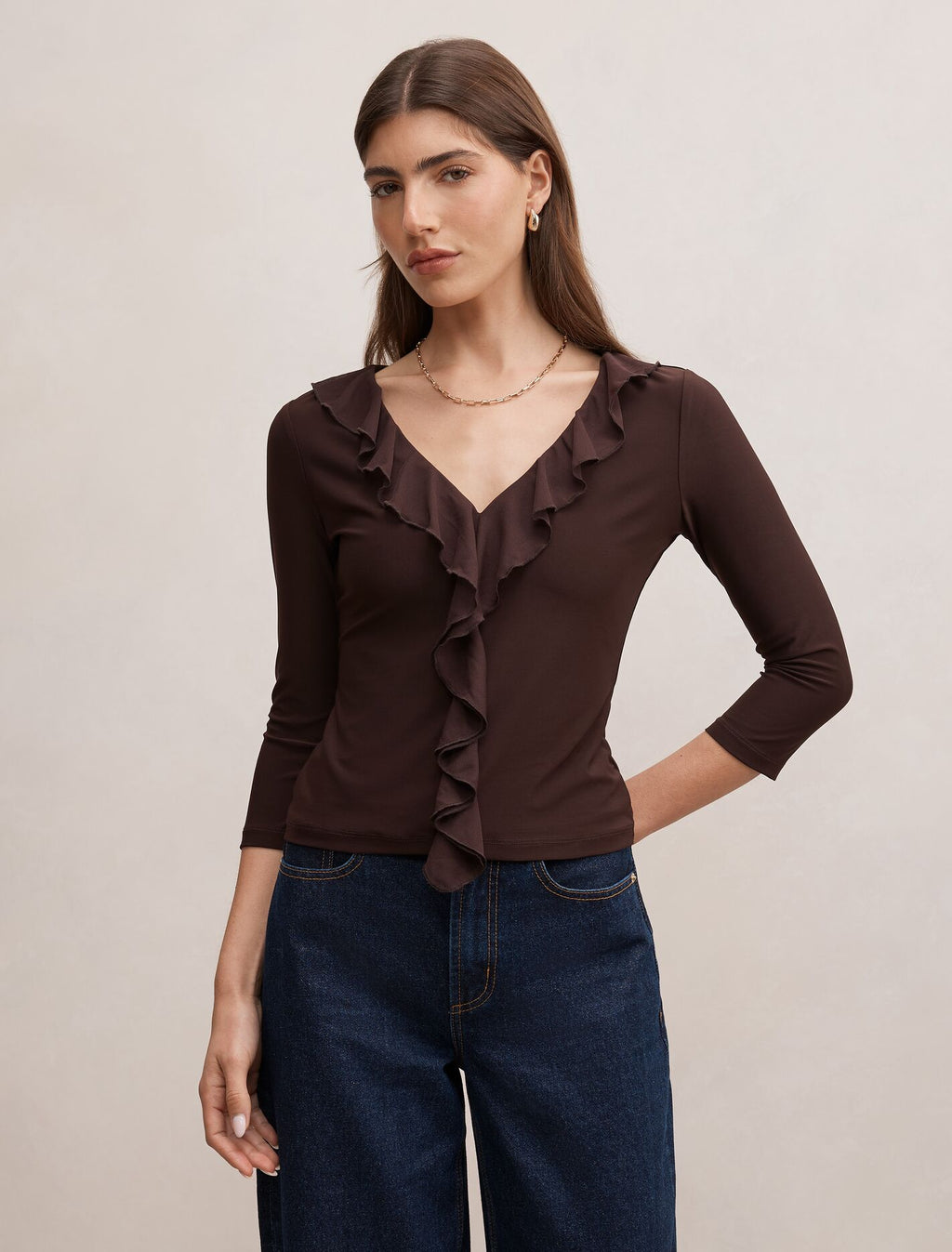 Orla Ruffle 3/4 Sleeve Top