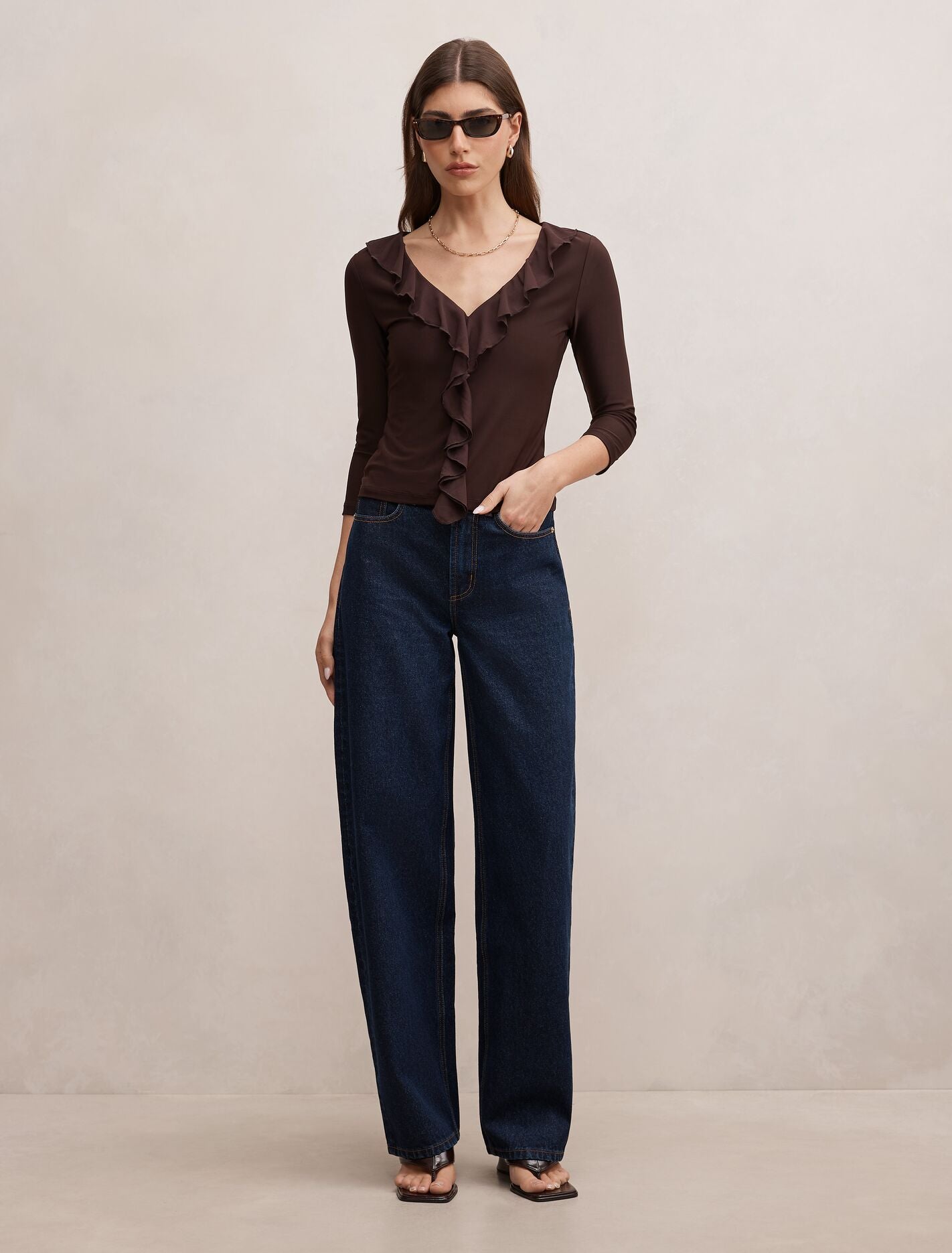 Orla Ruffle 3/4 Sleeve Top