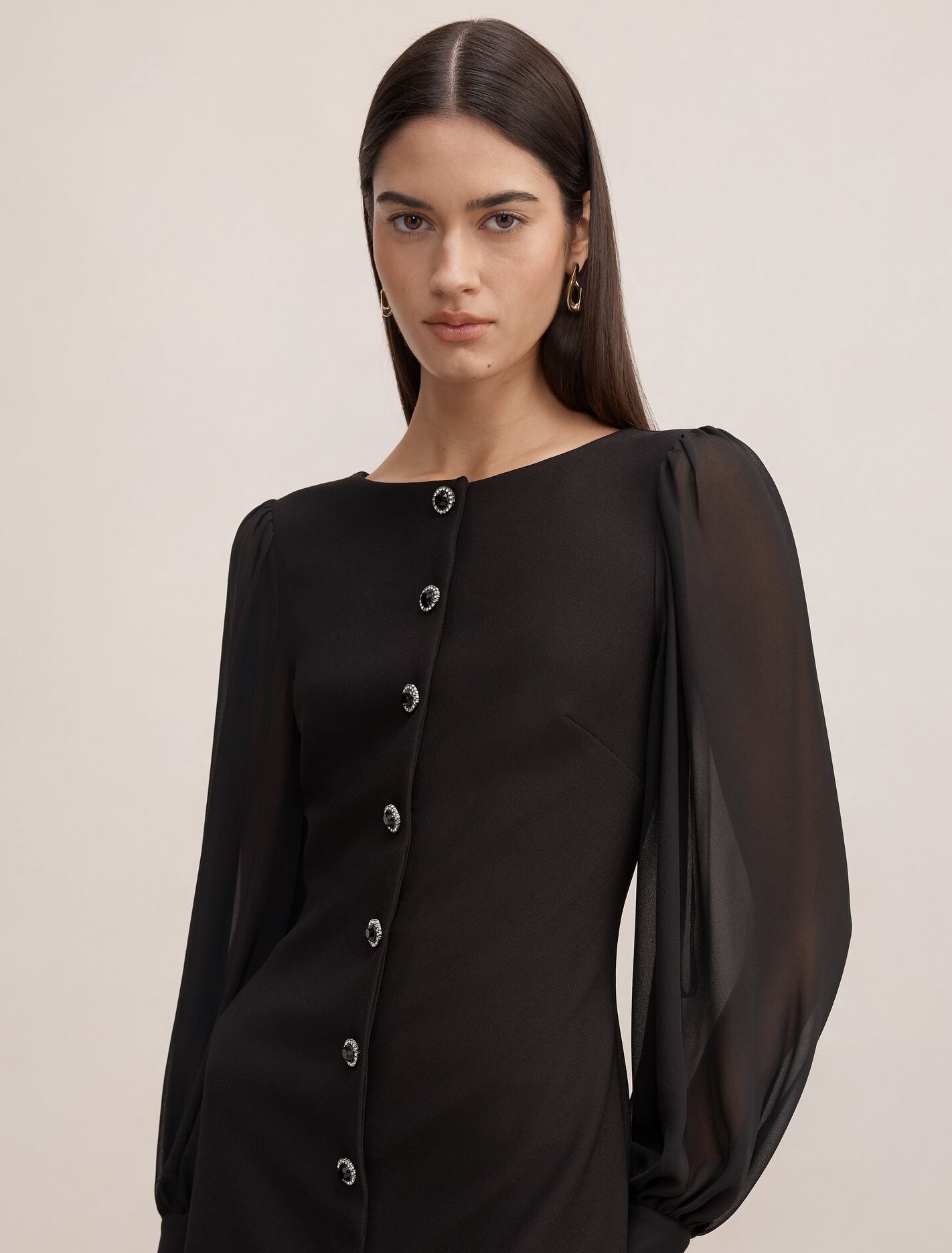 Twiggy Long Sleeve Button Mini Dress
