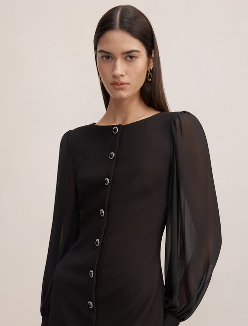 Twiggy Long Sleeve Button Mini Dress