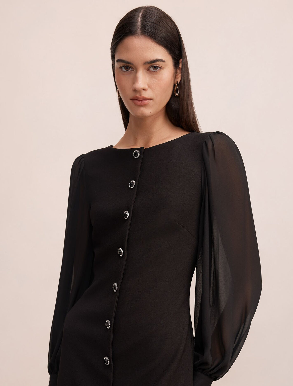 Twiggy Long Sleeve Button Mini Dress