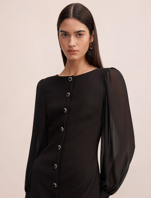 Twiggy Long Sleeve Button Mini Dress