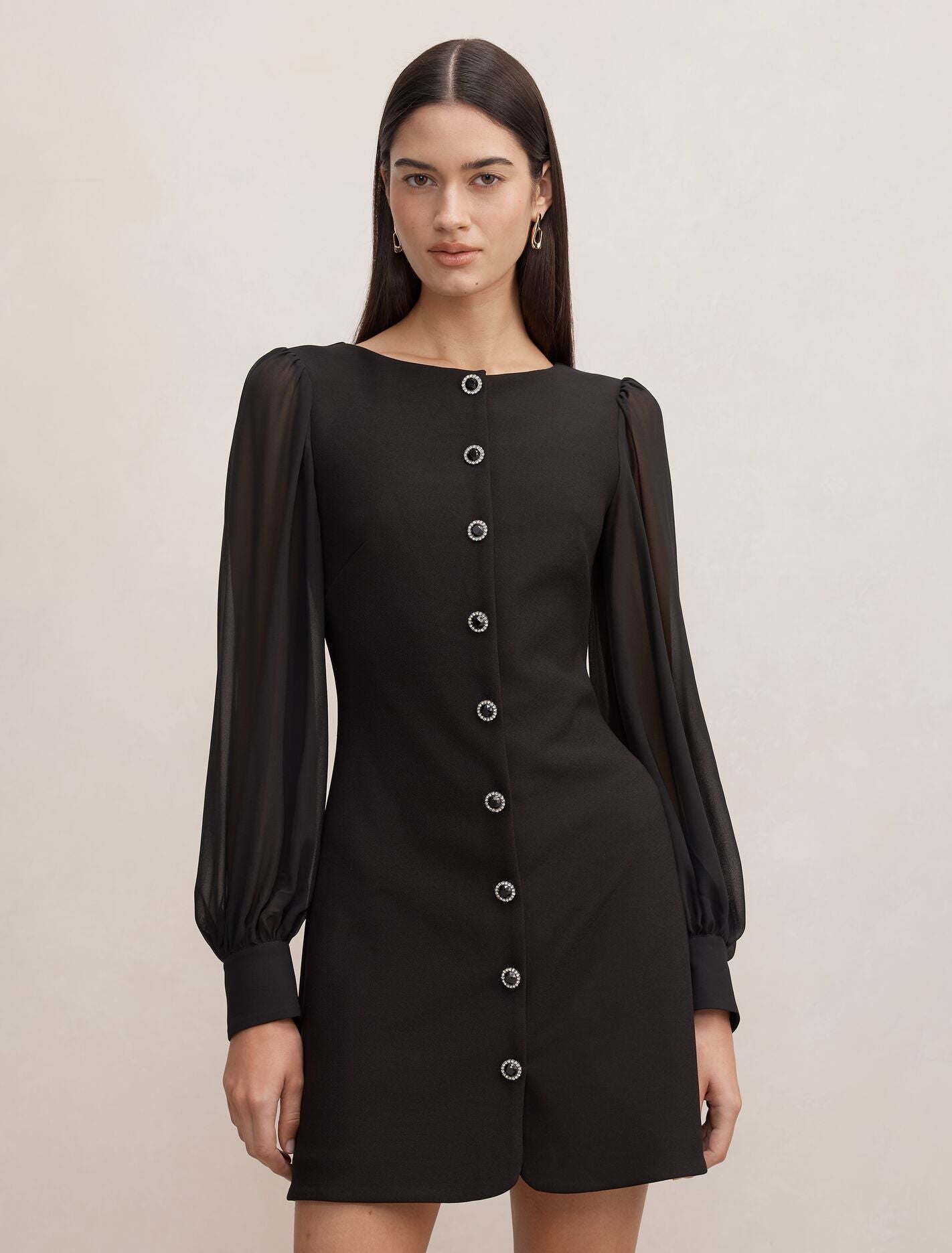 Twiggy Long Sleeve Button Mini Dress