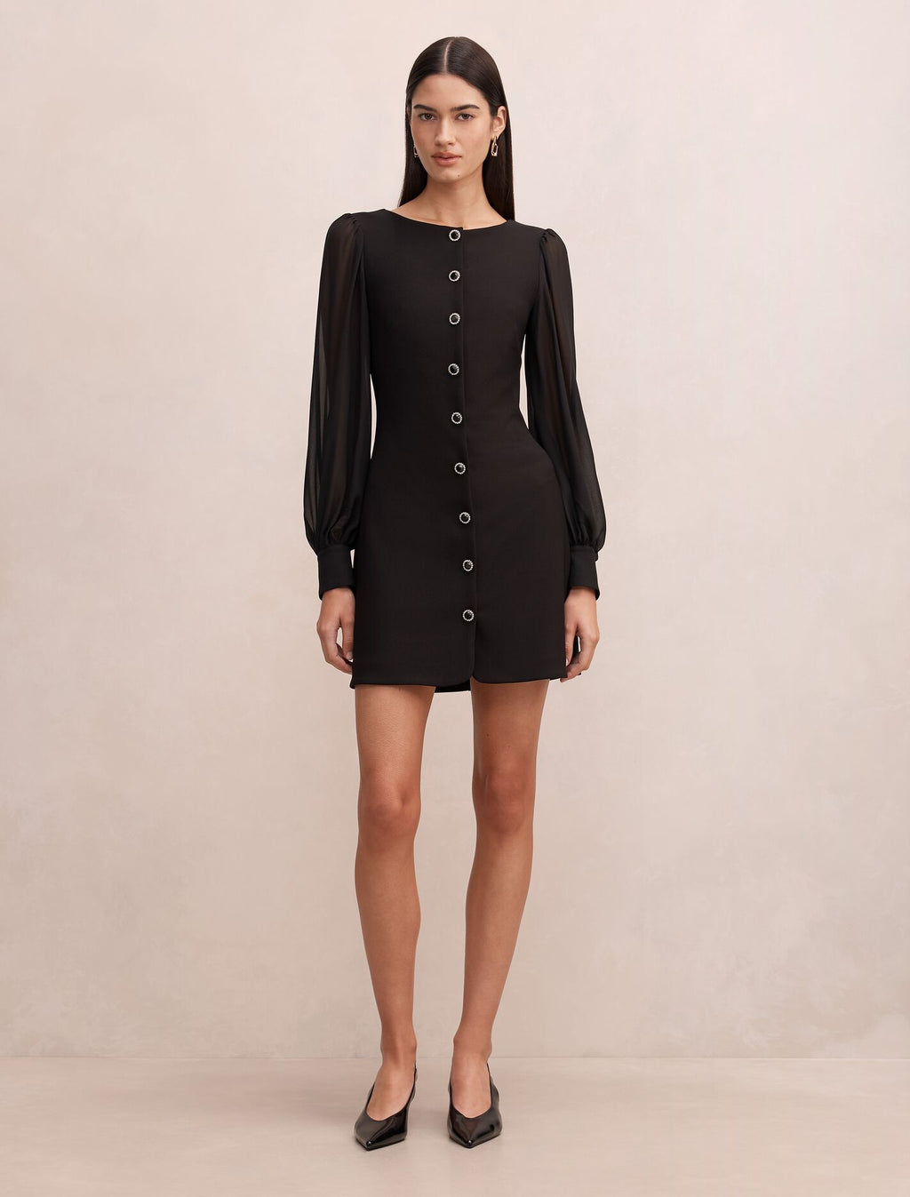 Twiggy Long Sleeve Button Mini Dress