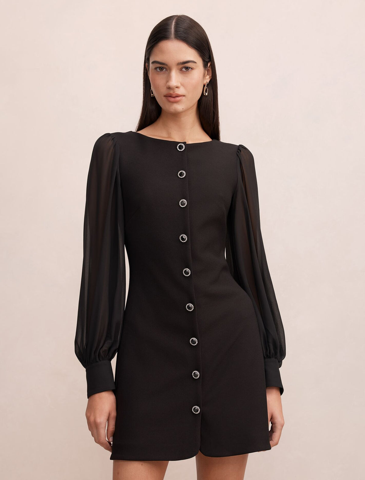 Twiggy Long Sleeve Button Mini Dress