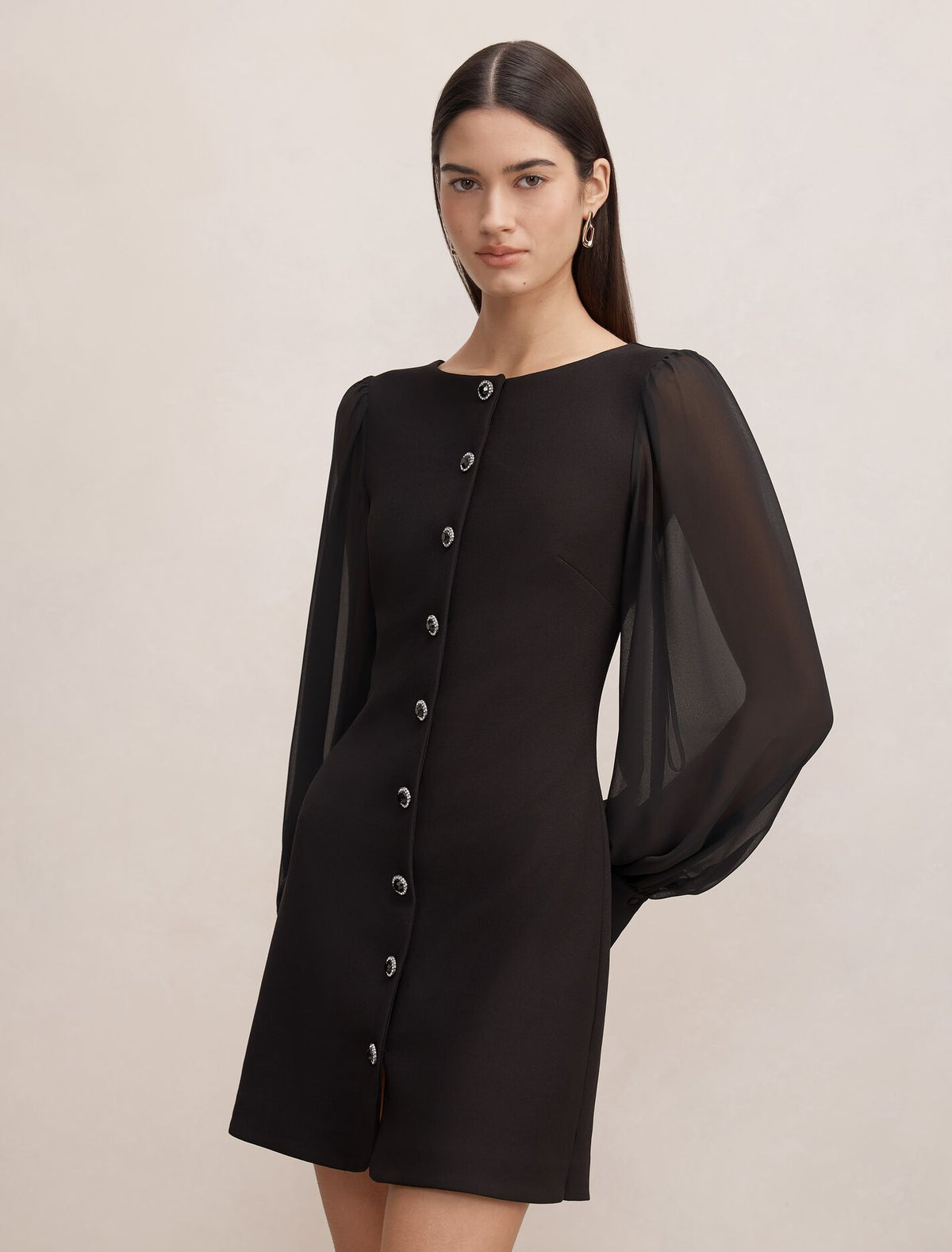 Twiggy Long Sleeve Button Mini Dress