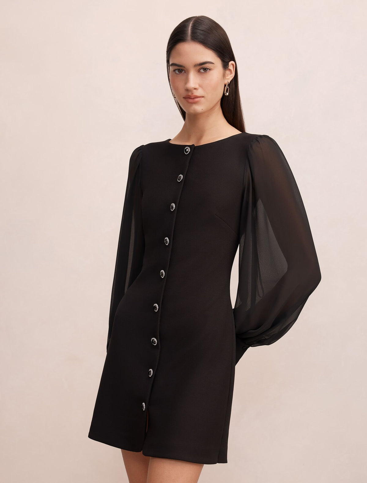 Twiggy Long Sleeve Button Mini Dress