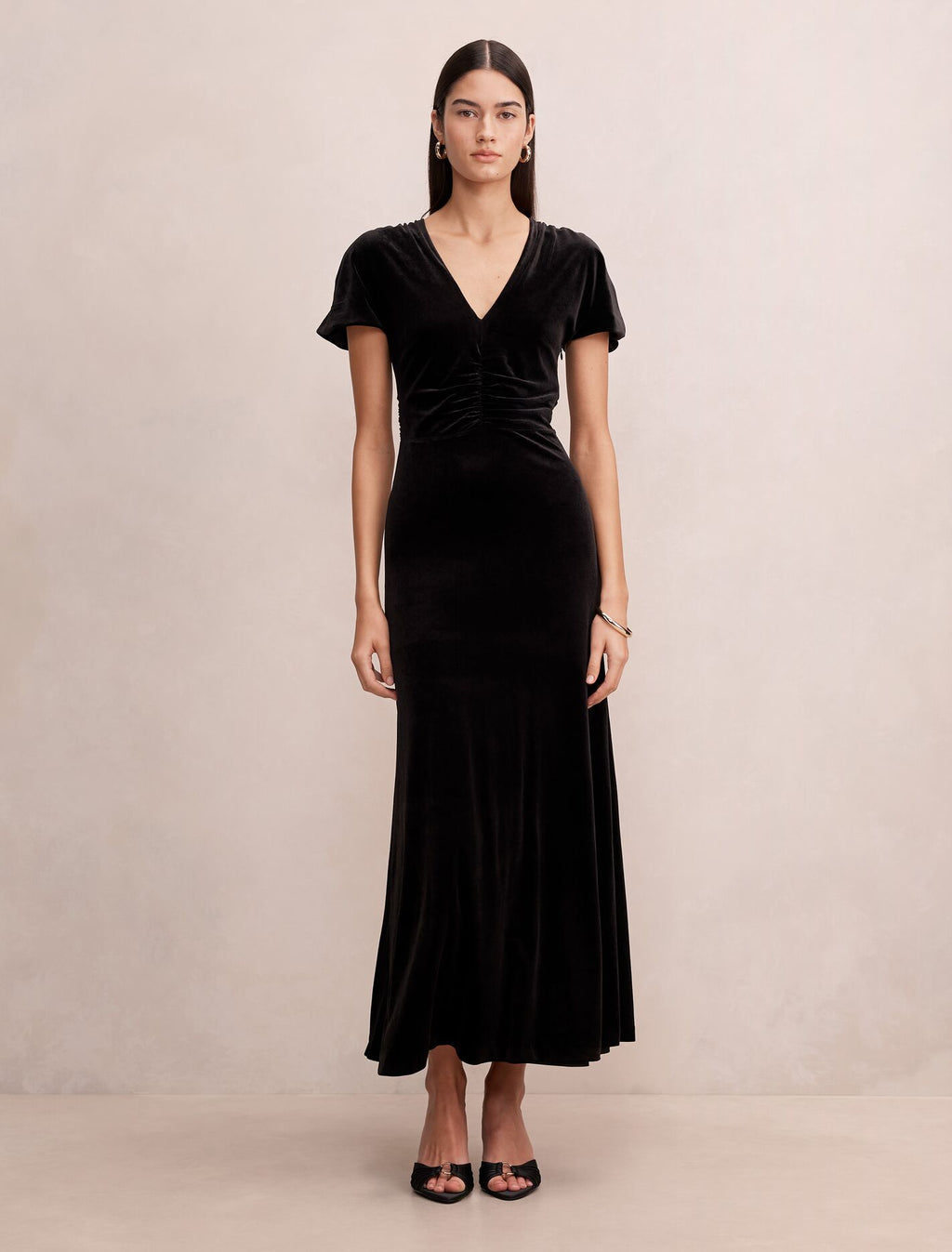 Elma Velvet Ruched Maxi Dress