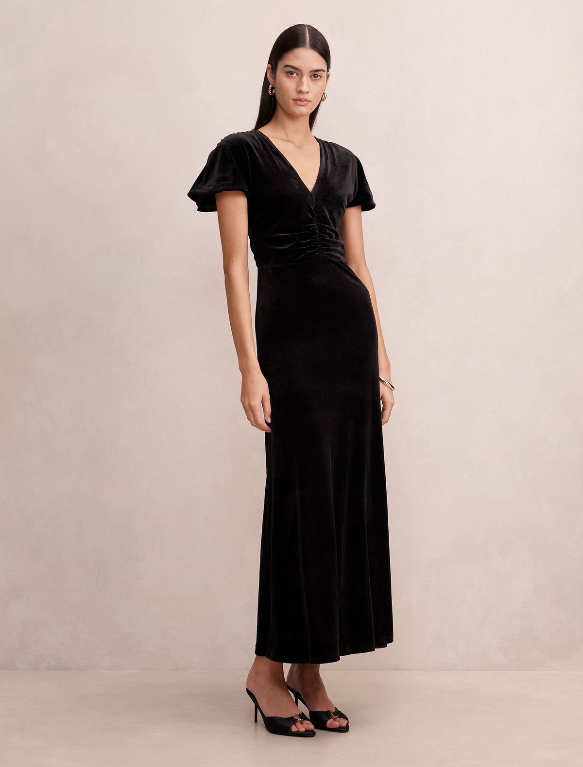 Elma Velvet Ruched Maxi Dress