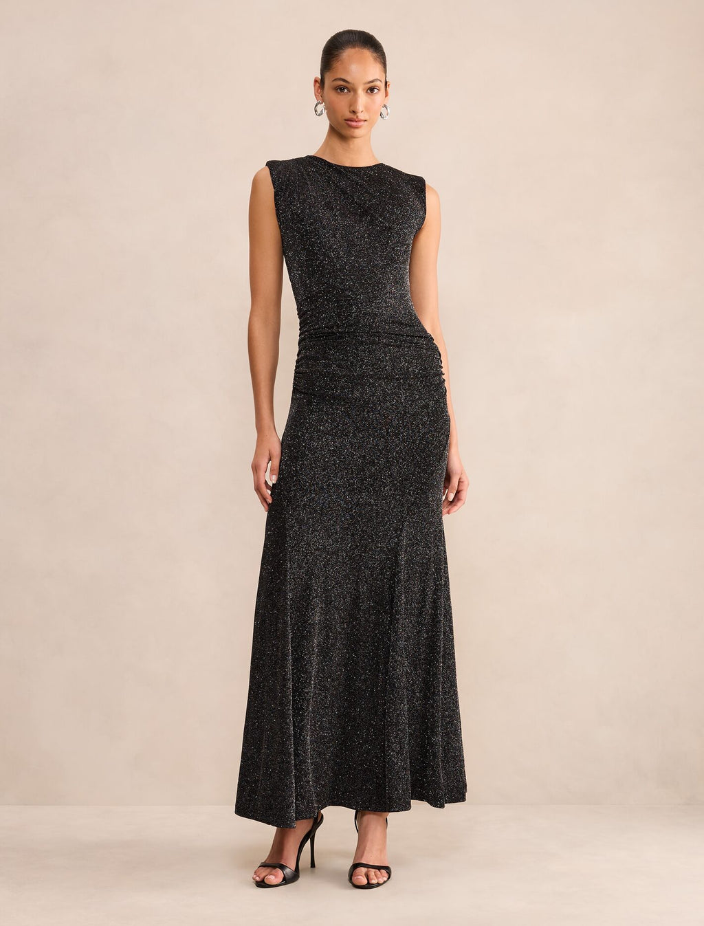Ciara Gathered Glitter Maxi Dress