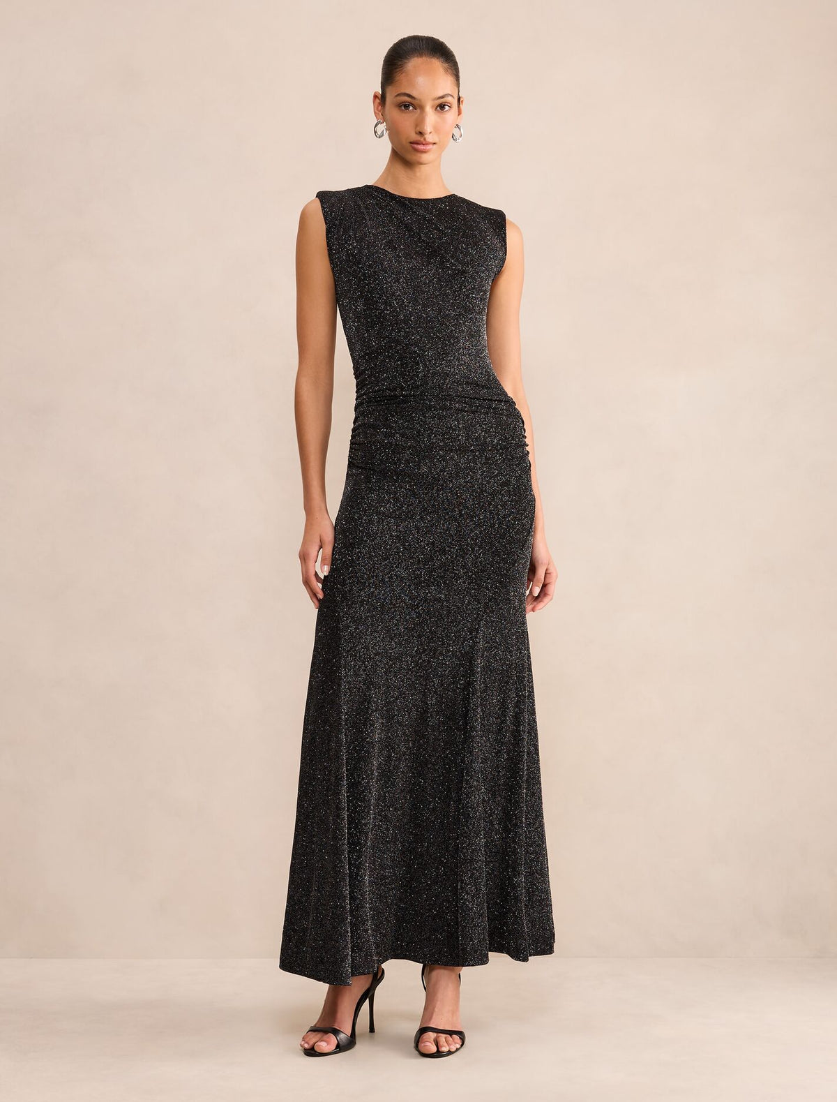 Ciara Gathered Glitter Maxi Dress