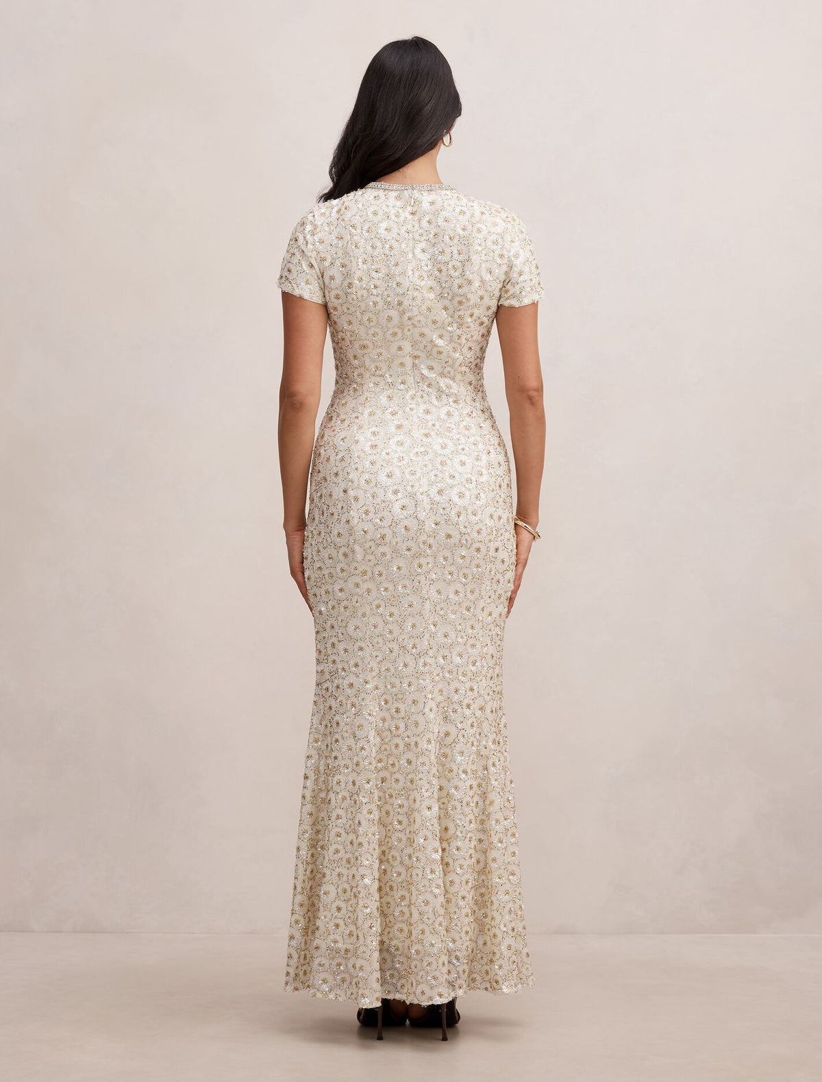 Ines Beaded Gown Gold