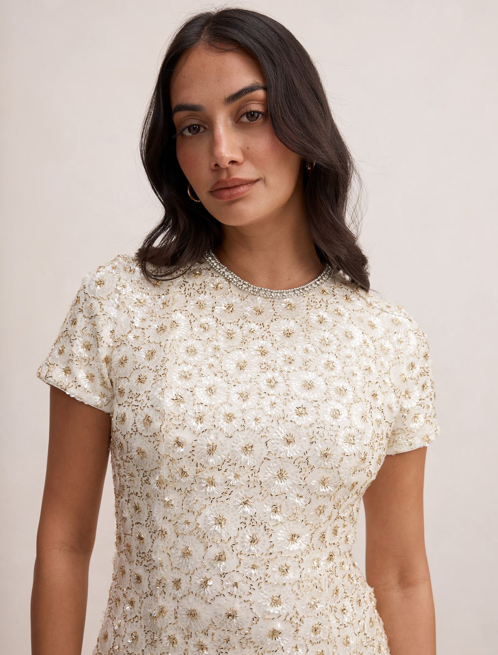 Ines Beaded Gown Gold