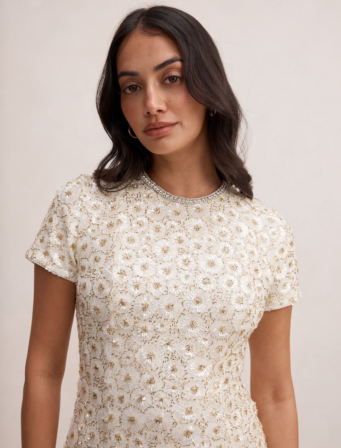 Ines Beaded Gown Gold