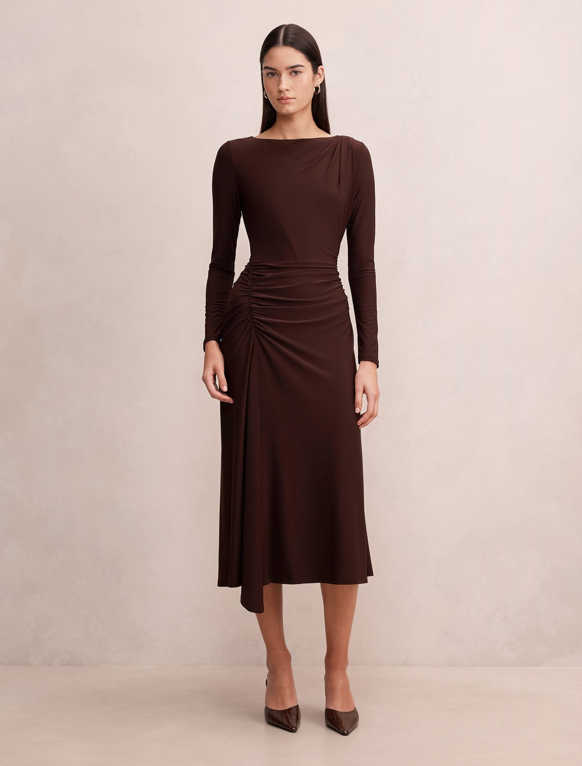 Mabel Long Sleeve Jersey Midi Dress