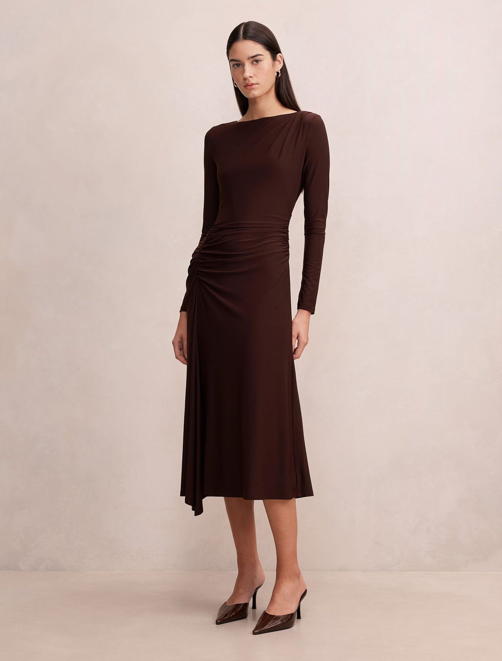 Mabel Long Sleeve Jersey Midi Dress