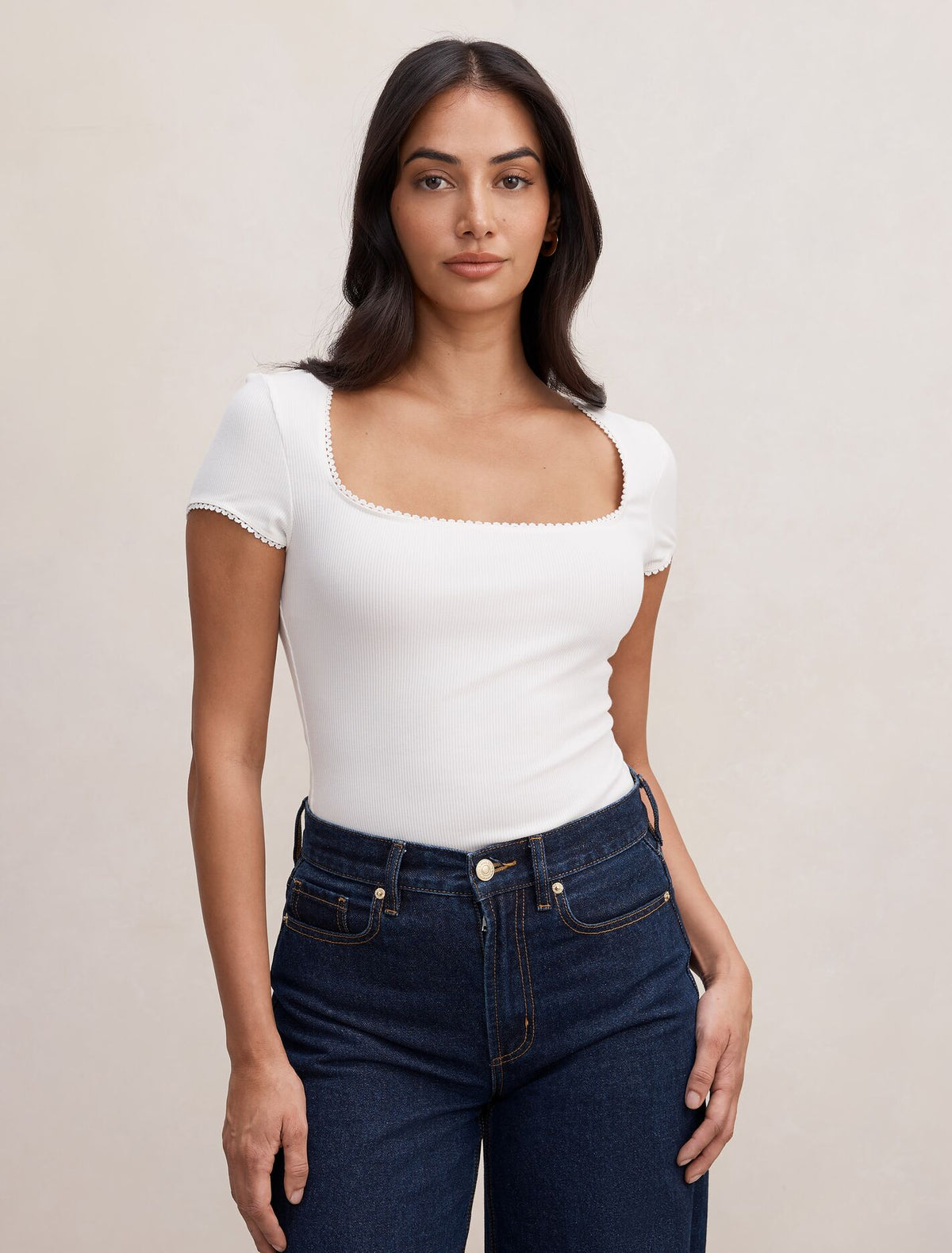 Esther Scoop Neck Trim Tee