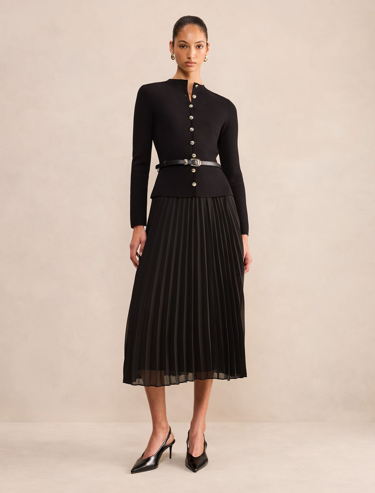 Milana Funnel Neck Midi Dress