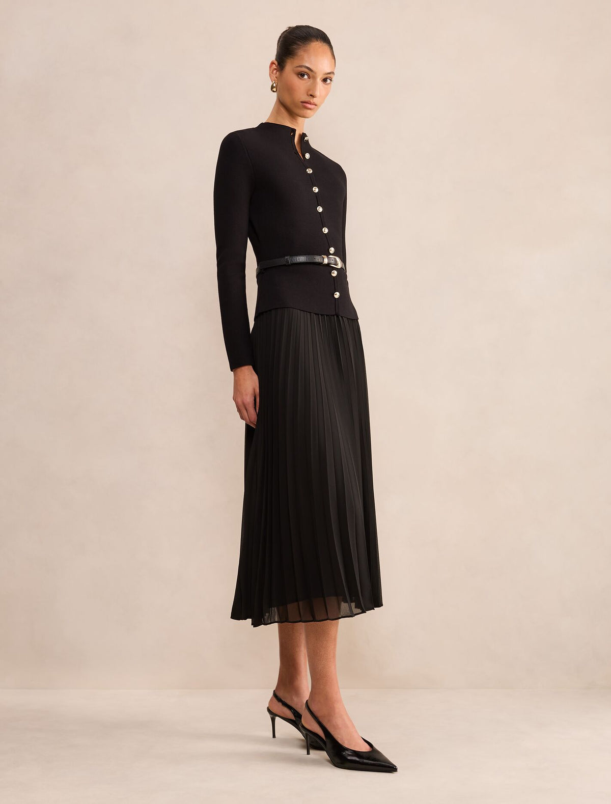 Milana Funnel Neck Midi Dress