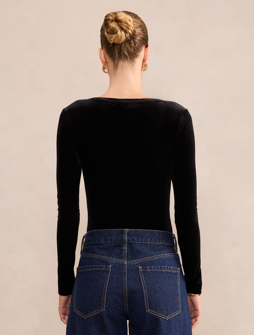 Audrey Velvet Hardware Long Sleeve Top
