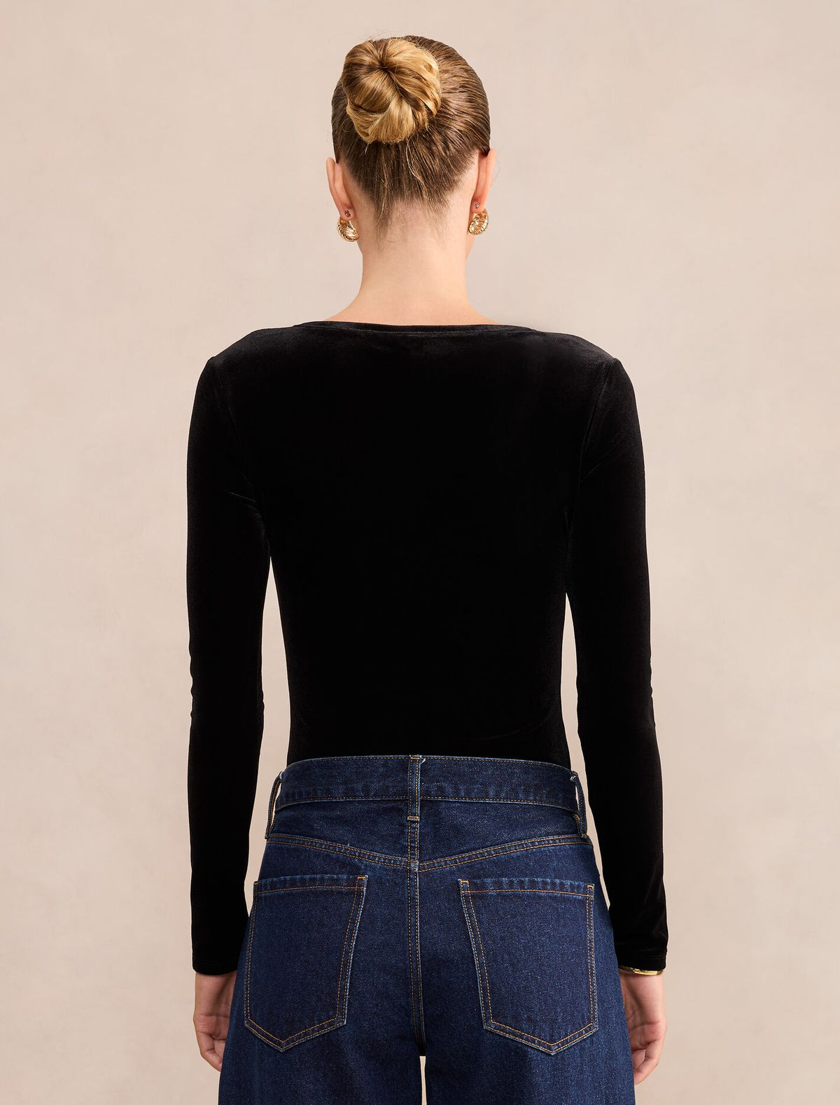 Audrey Velvet Hardware Long Sleeve Top