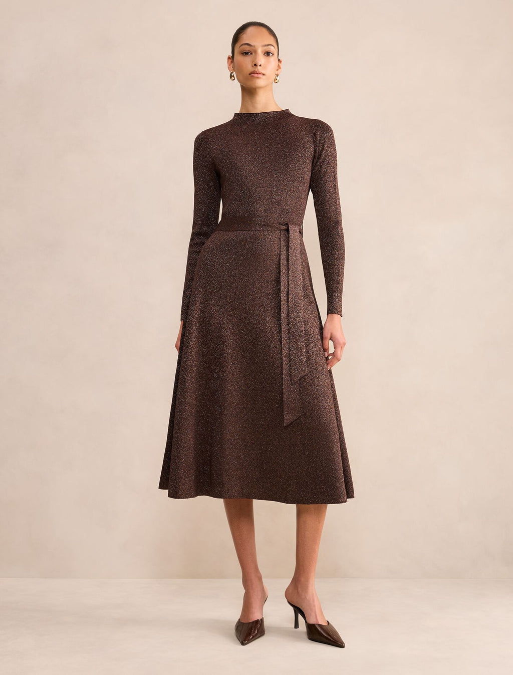 Felicity Metallic Knit Midi Dress