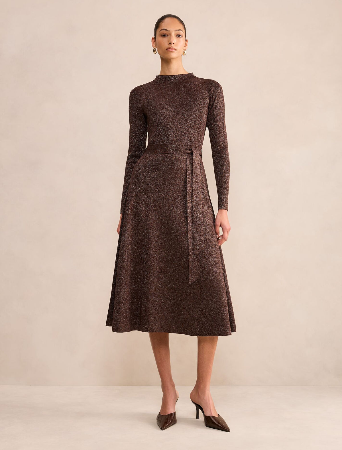 Felicity Metallic Knit Midi Dress