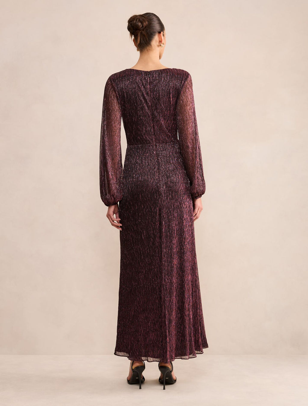 Lainey Long Sleeve Draped Plisse Maxi Dress