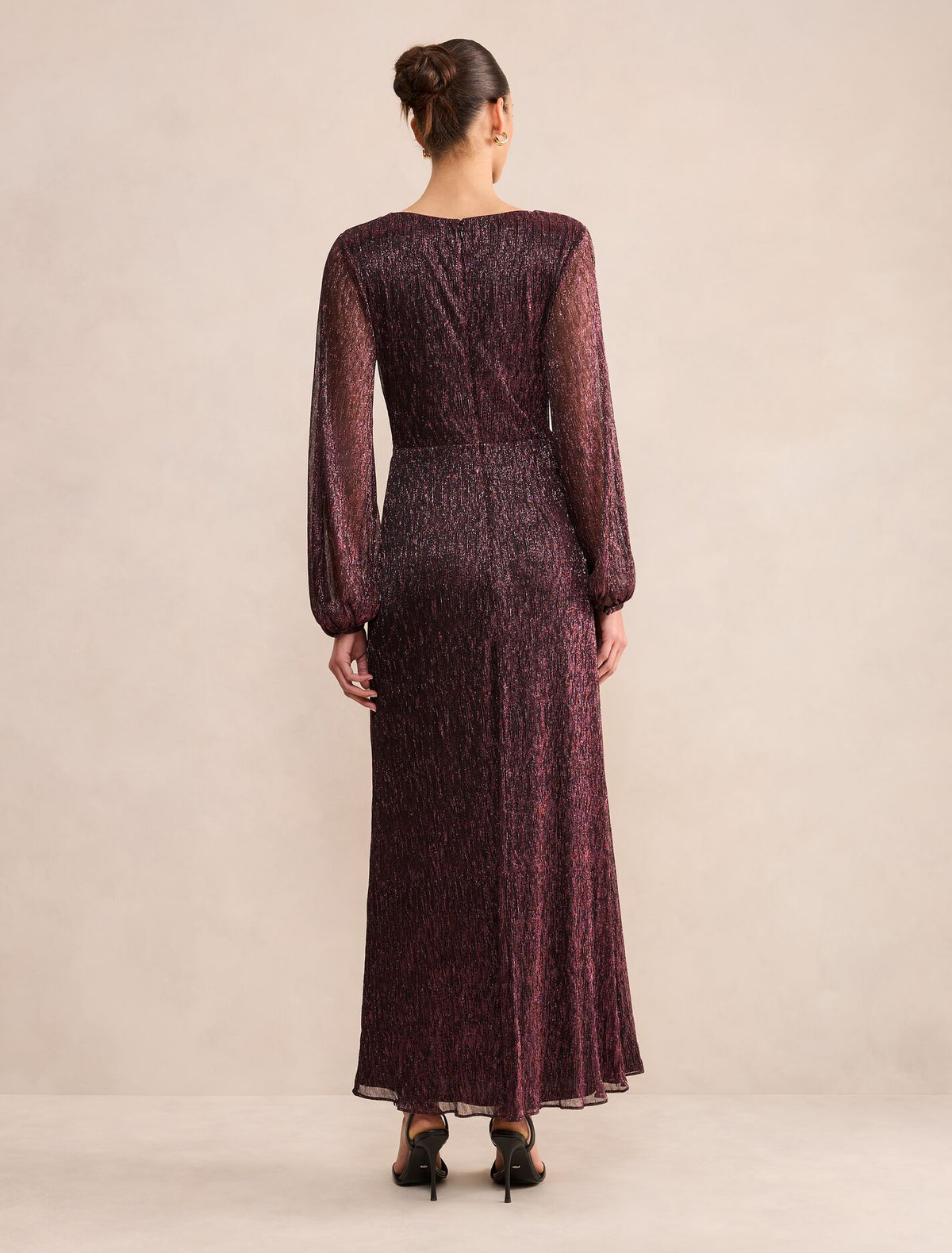 Lainey Long Sleeve Draped Plisse Maxi Dress