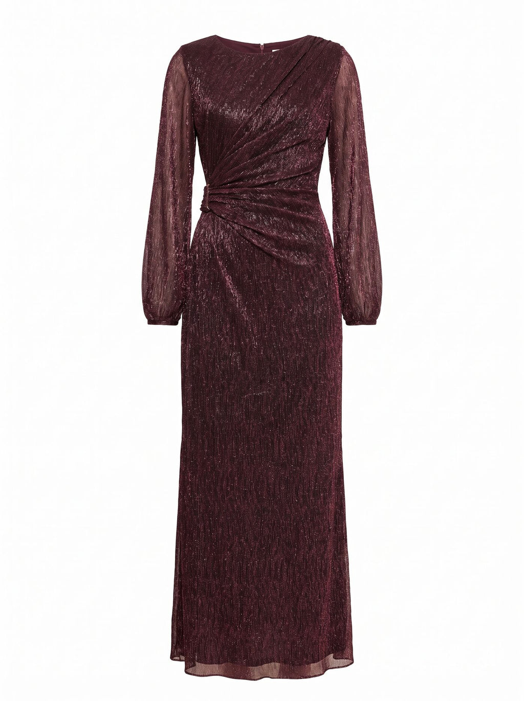 Lainey Long Sleeve Draped Plisse Maxi Dress