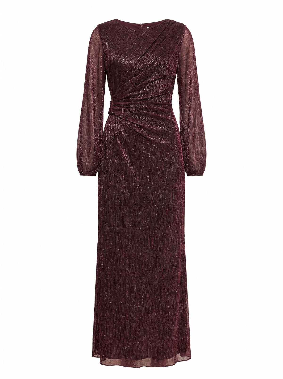 Lainey Long Sleeve Draped Plisse Maxi Dress