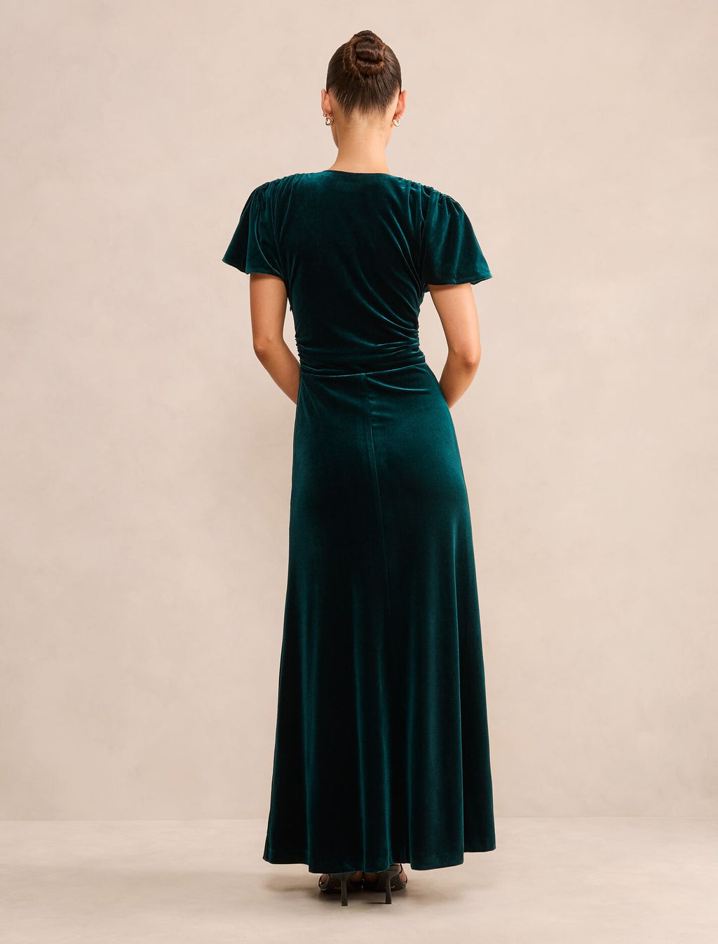 Elma Petite Velvet Ruched Maxi Dress