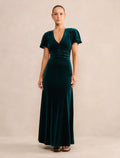 Elma Petite Velvet Ruched Maxi Dress