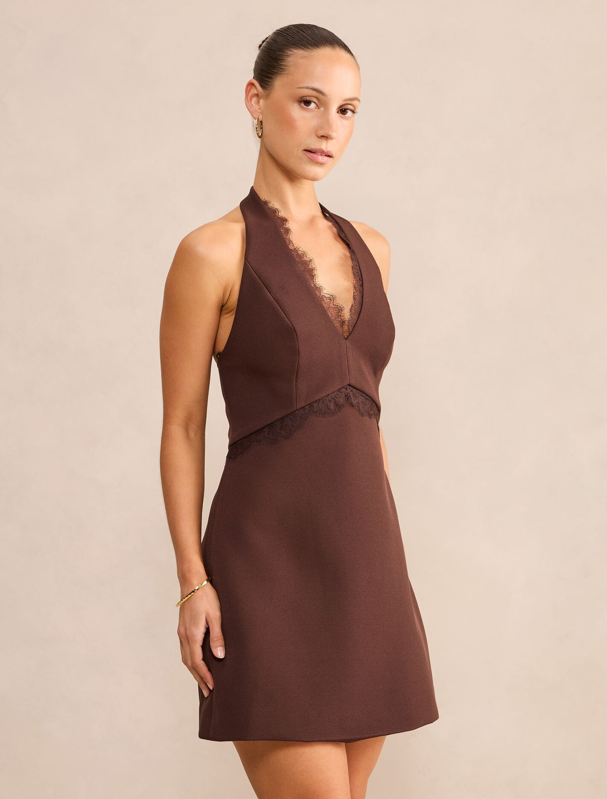 Kobi Petite Lace Halter Mini Dress