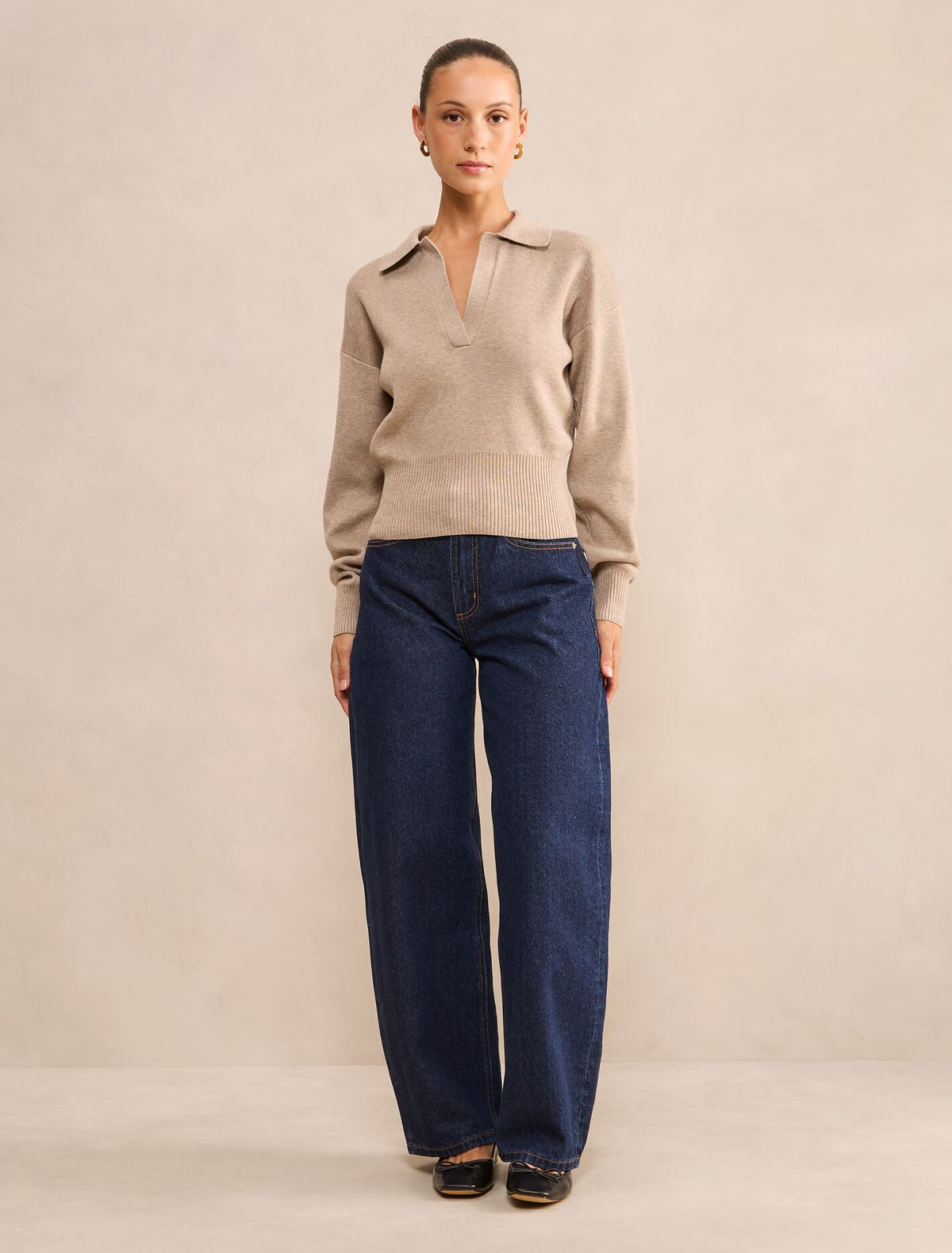 Maddie Petite Cinched Waist Knit Polo Top