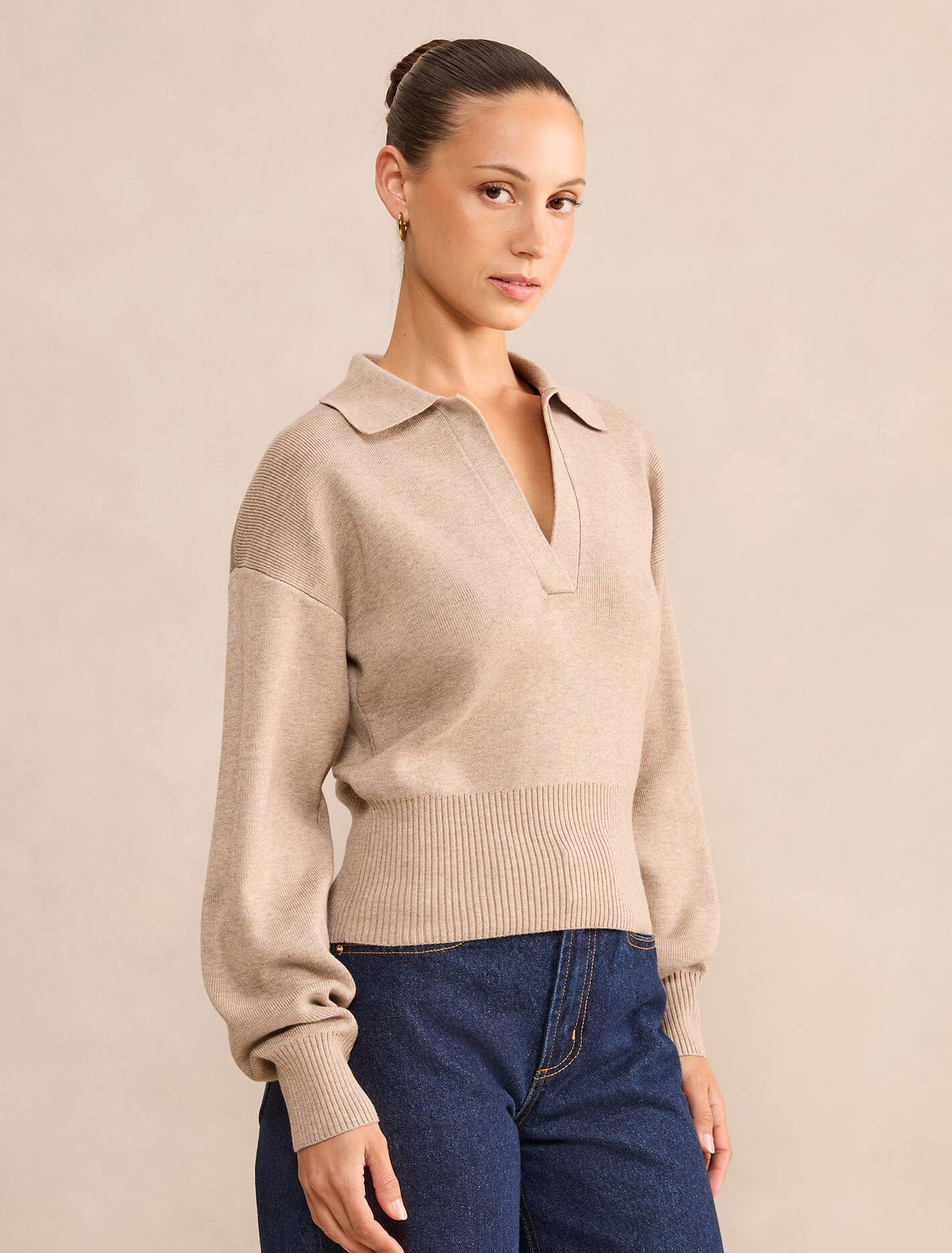 Maddie Petite Cinched Waist Knit Polo Top