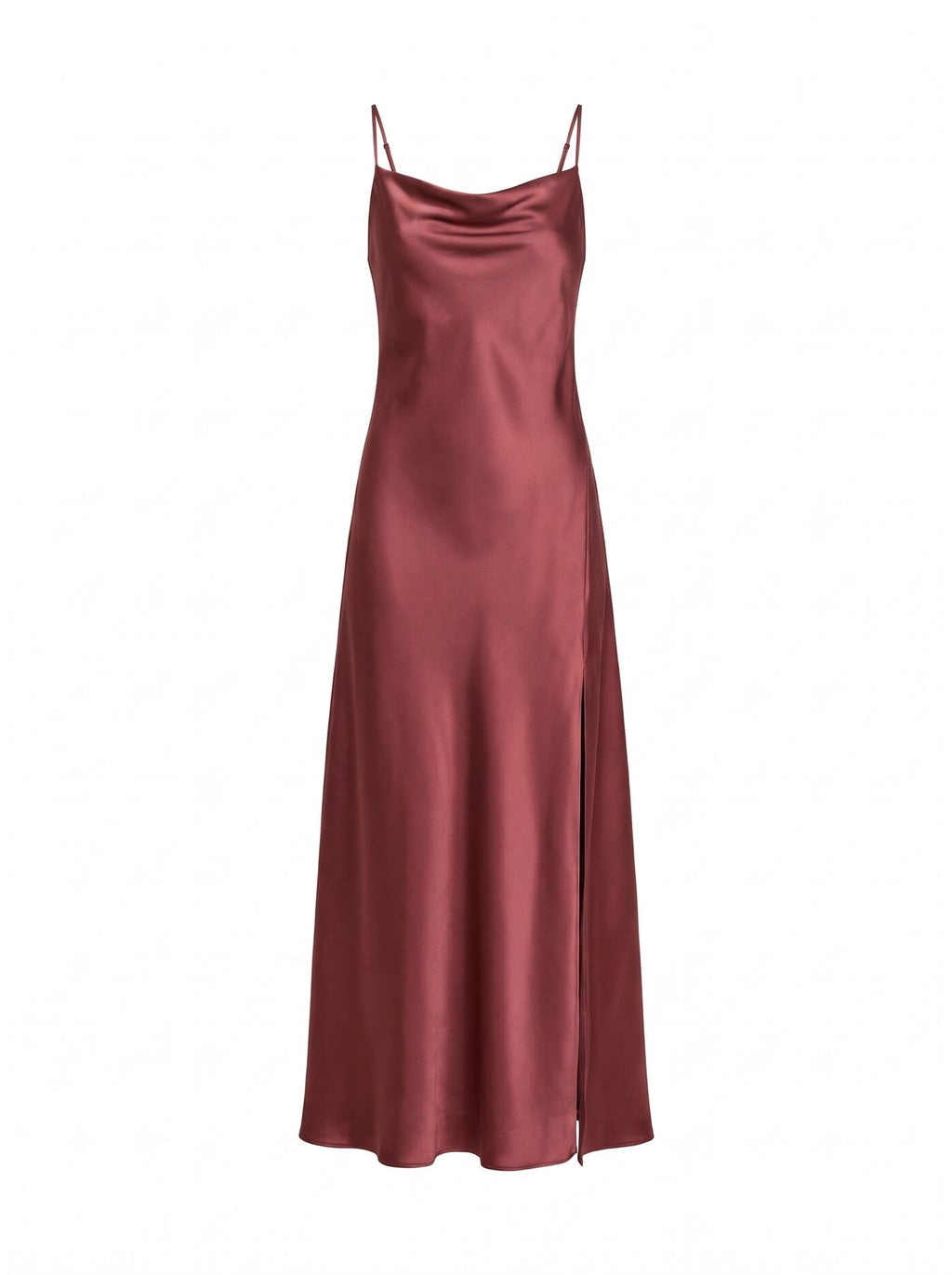Allora Petite Ruffle Back Satin Maxi Dress