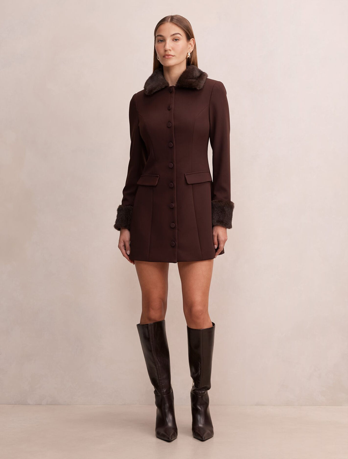 Shelby Fur Cuff Mini Dress