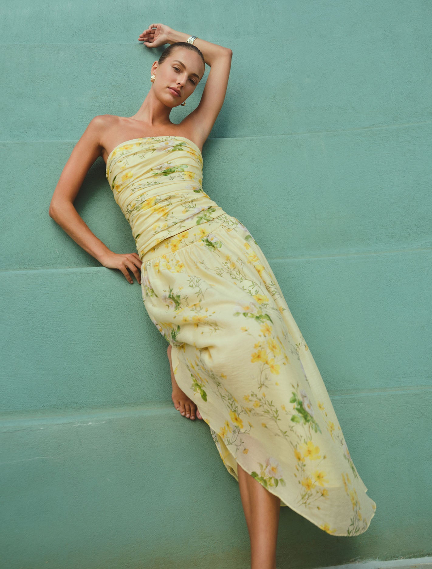Yellow Strapless Top - Palmer Gathered - Size 0 to 12