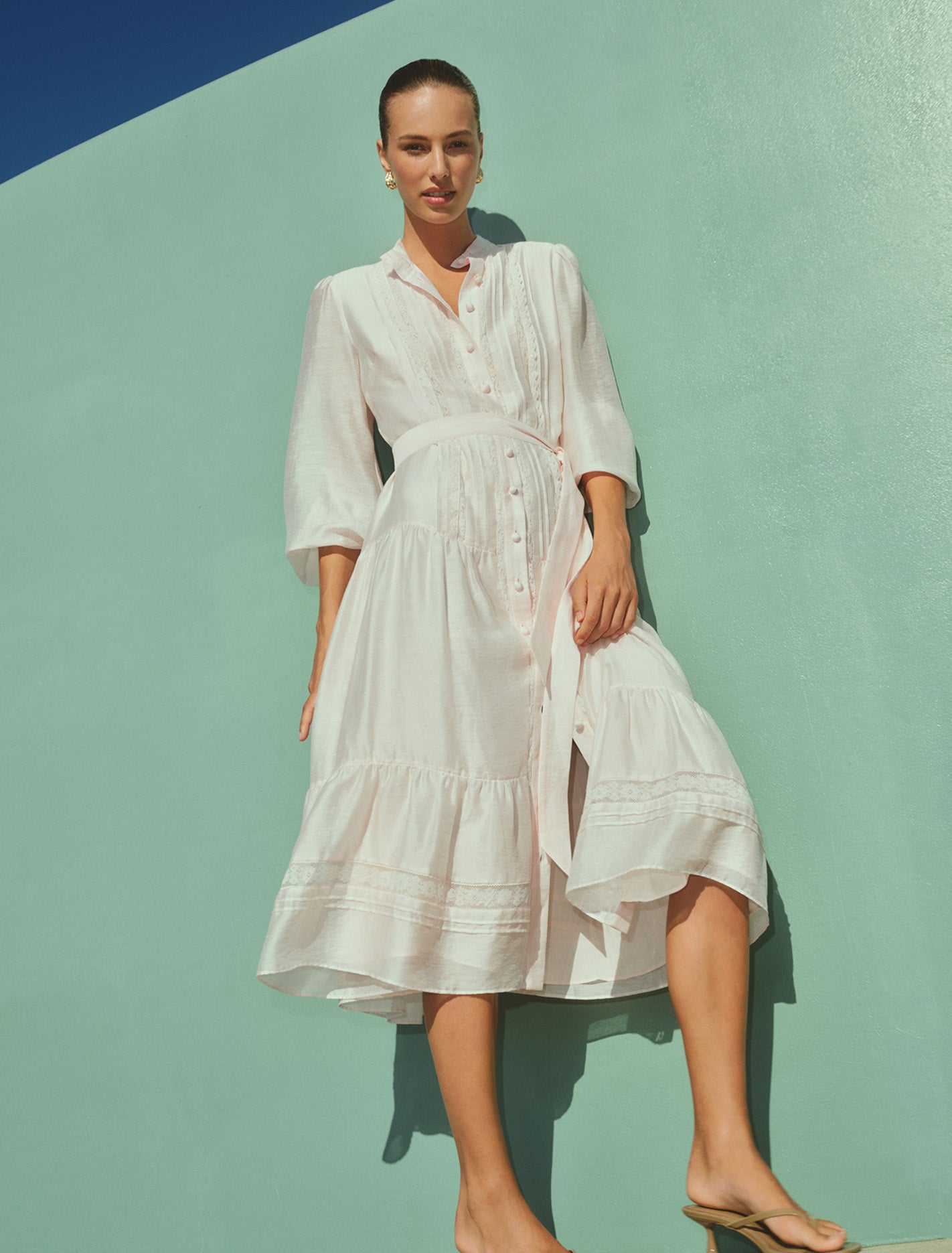 Rachel Lace Trim Midi Dress